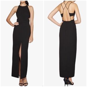 NWT Fame And Partners Strappy Back Cutout Maxi Dress Black 6